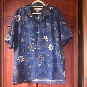 Tommy Bahama Blue, Gold and White Floral Men's Shirt
